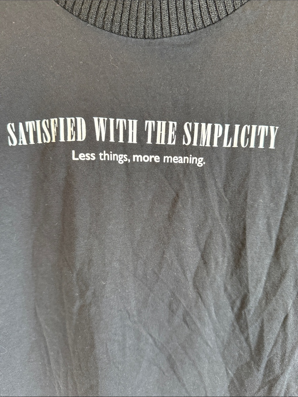Zara Black Minimalist Slogan Graphic Tee Ribbed Neck Short Sleeve | Size L - Picture 5 of 9